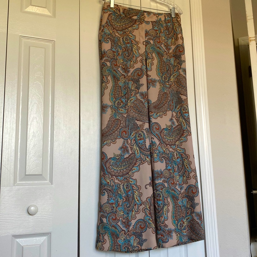 Express Wide leg Paisley Pant trousers high rise S small